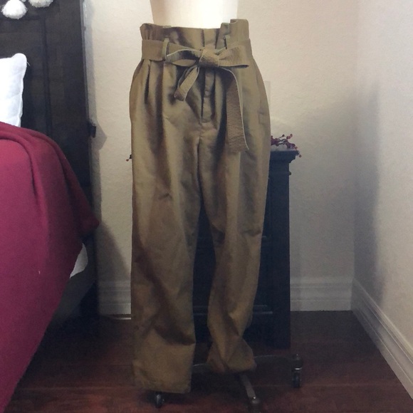 a new day Pants - Olive brown paperbag pants